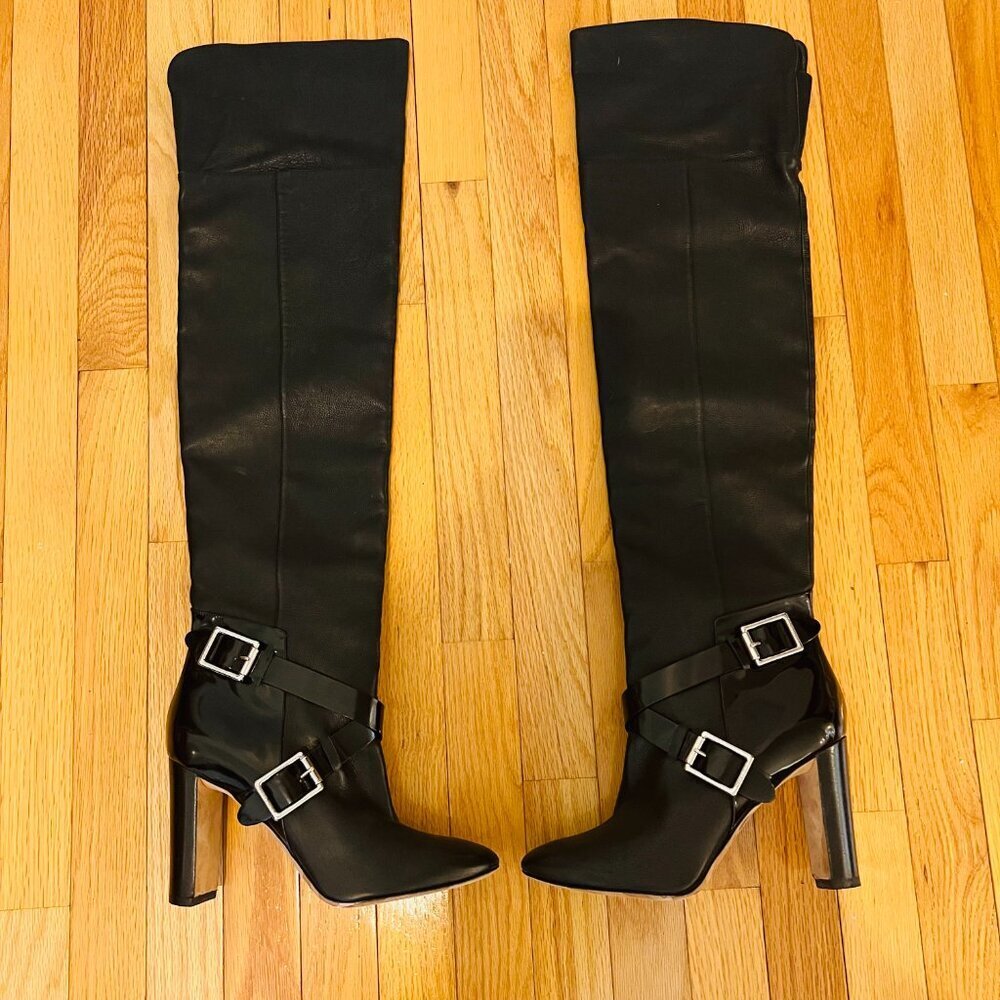 Jimmy Choo Doma Over-The-Knee Boots in Black Leather Size 41 Made In Italy - Picture 8 of 16